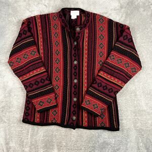 VTG Cherry Lewis Sweater Cardigan Womens M Merino Alpaca Nordic Southwest